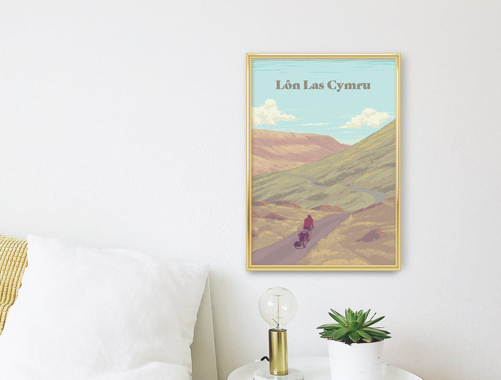 Lon Las Cymru Cycling Travel Poster