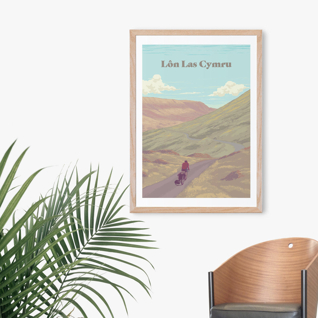 Lon Las Cymru Cycling Travel Poster