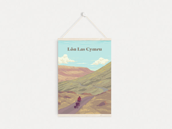 Lon Las Cymru Cycling Travel Poster