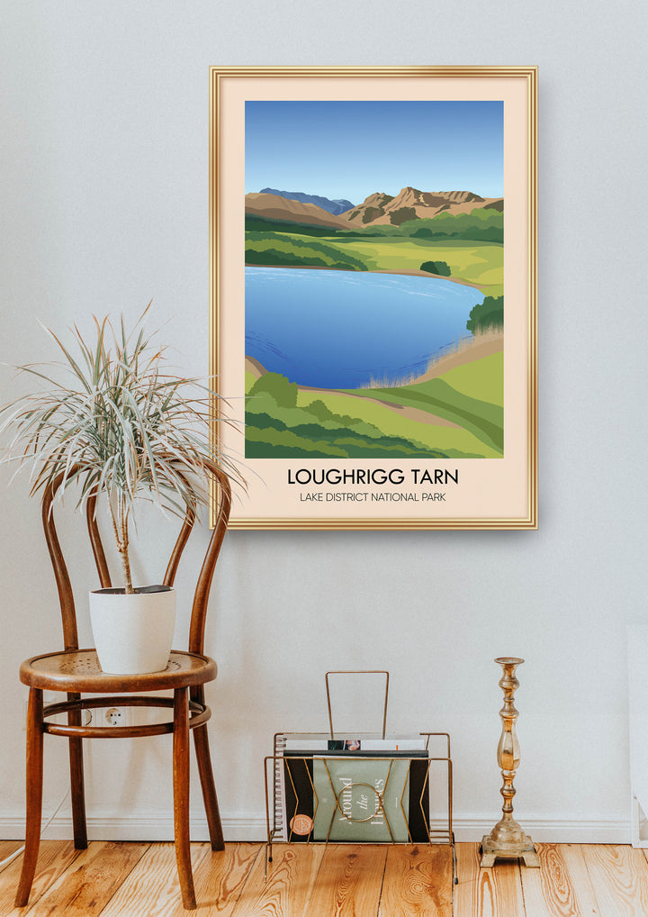 Loughrigg Tarn Lake District Travel Poster