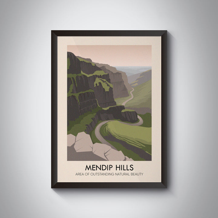 Mendip Hills AONB Travel Poster