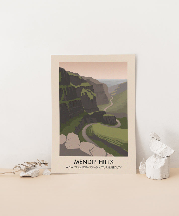 Mendip Hills AONB Travel Poster