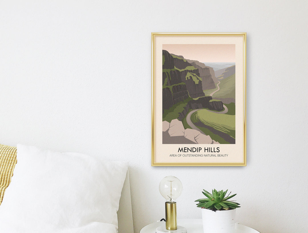 Mendip Hills AONB Travel Poster