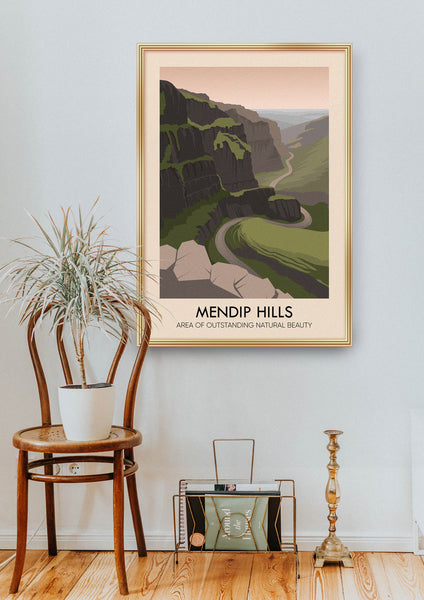 Mendip Hills AONB Travel Poster