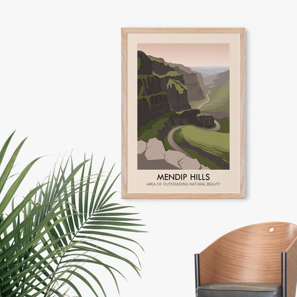 Mendip Hills AONB Travel Poster