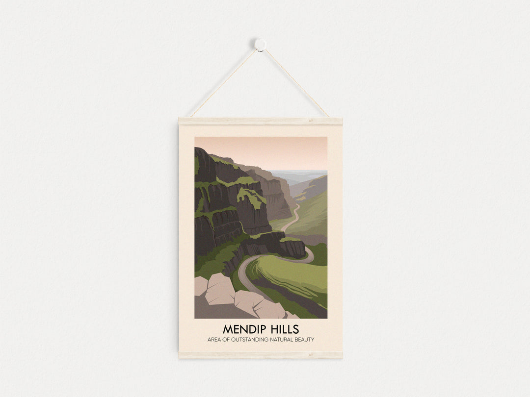 Mendip Hills AONB Travel Poster