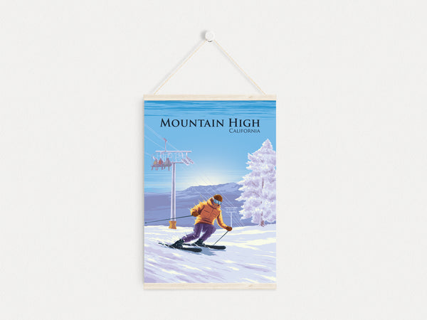 Mountain High California Ski Resort Travel Poster