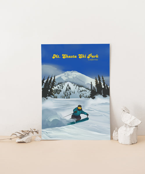 Mt Shasta Ski Park Ski Resort Travel Poster