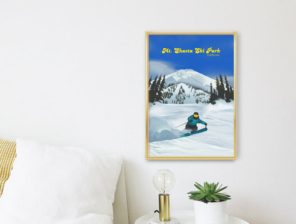 Mt Shasta Ski Park Ski Resort Travel Poster