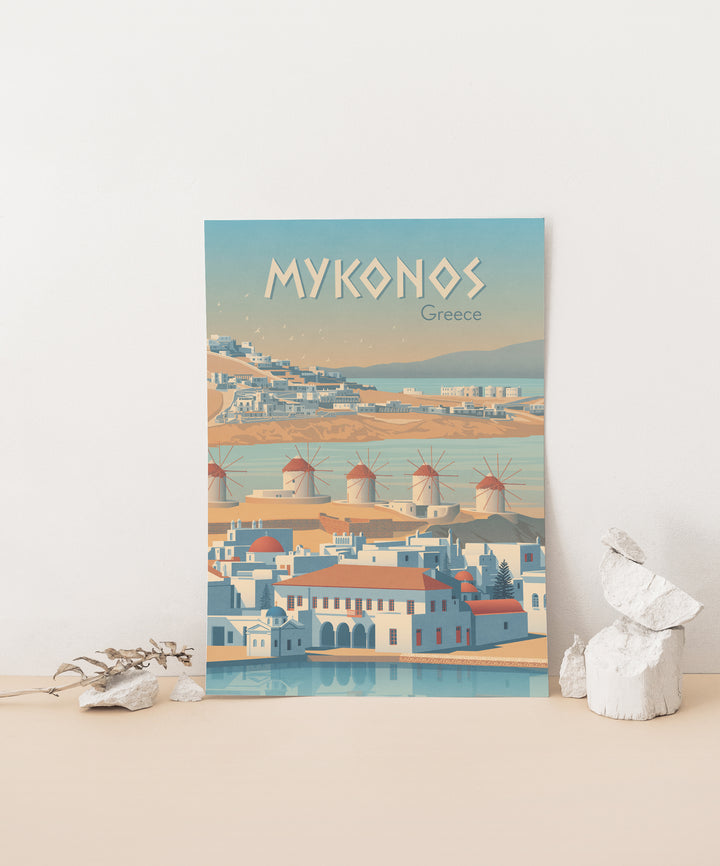 Mykonos Greece Travel Poster