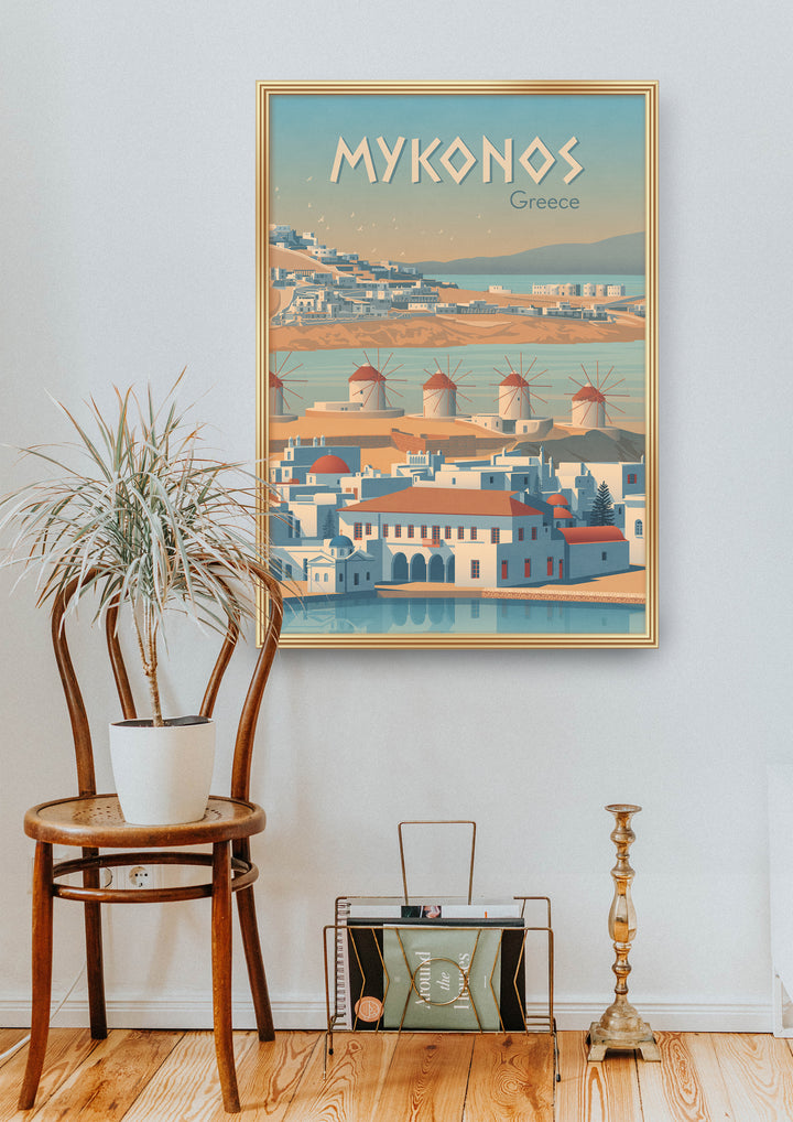 Mykonos Greece Travel Poster