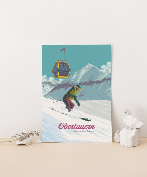Obertauern Austria Ski Resort Travel Poster