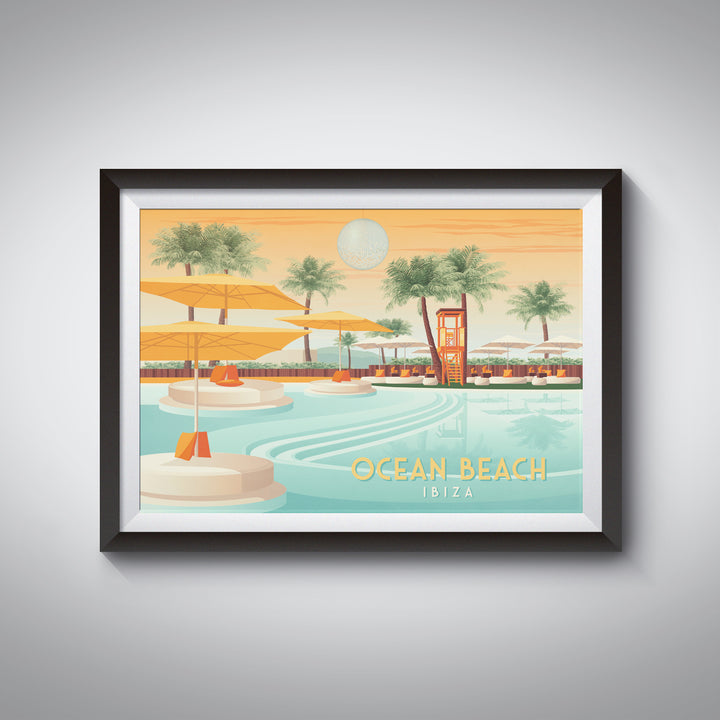 Ocean Beach Club Ibiza Travel Poster