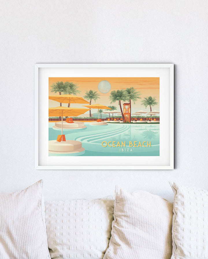 Ocean Beach Club Ibiza Travel Poster