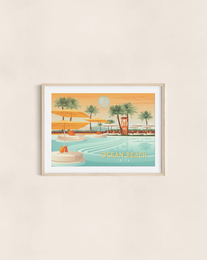 Ocean Beach Club Ibiza Travel Poster