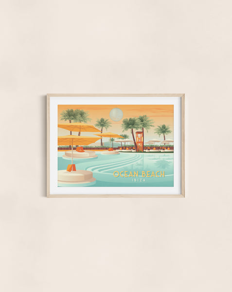 Ocean Beach Club Ibiza Travel Poster
