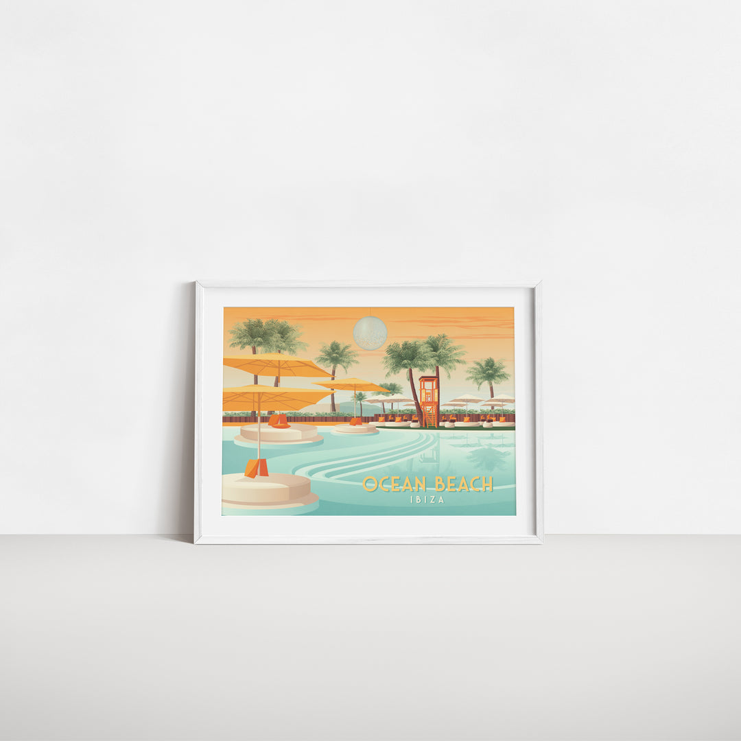 Ocean Beach Club Ibiza Travel Poster