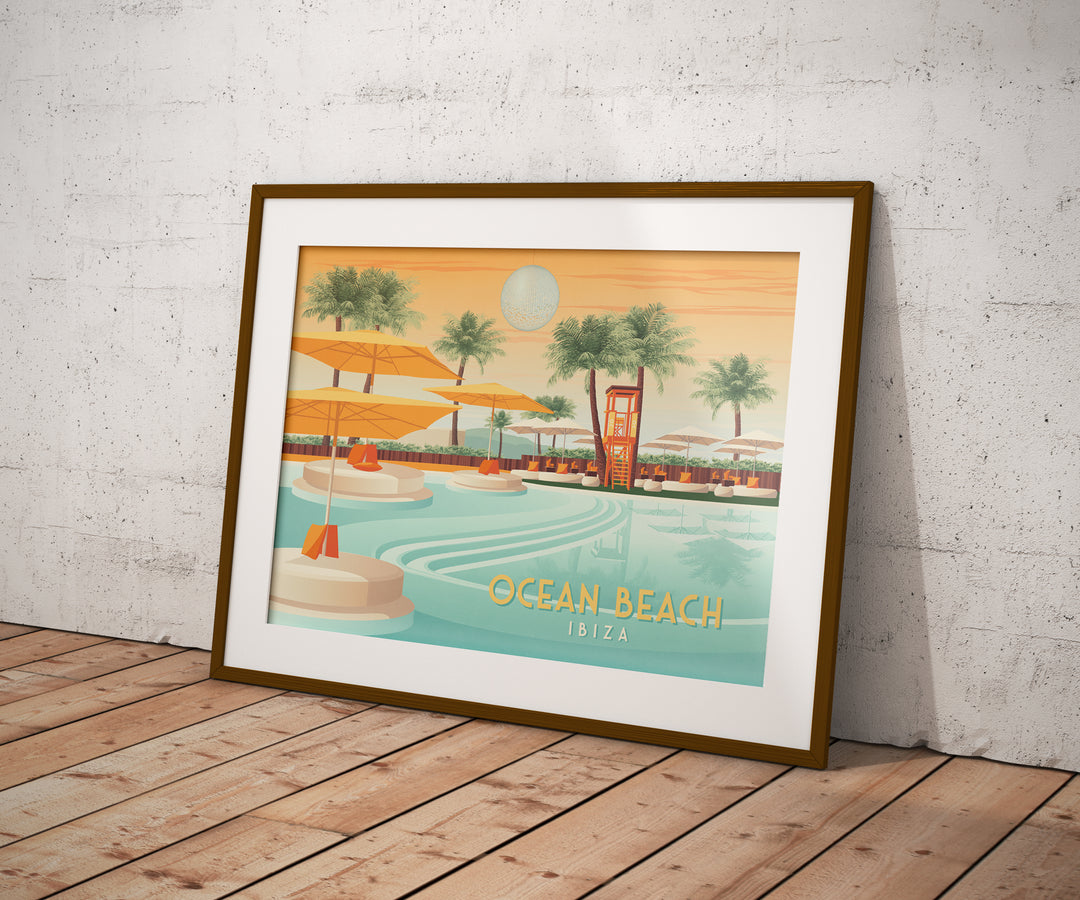 Ocean Beach Club Ibiza Travel Poster