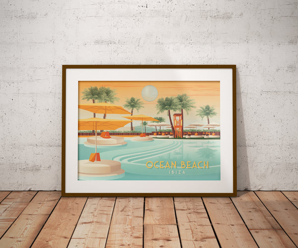 Ocean Beach Club Ibiza Travel Poster