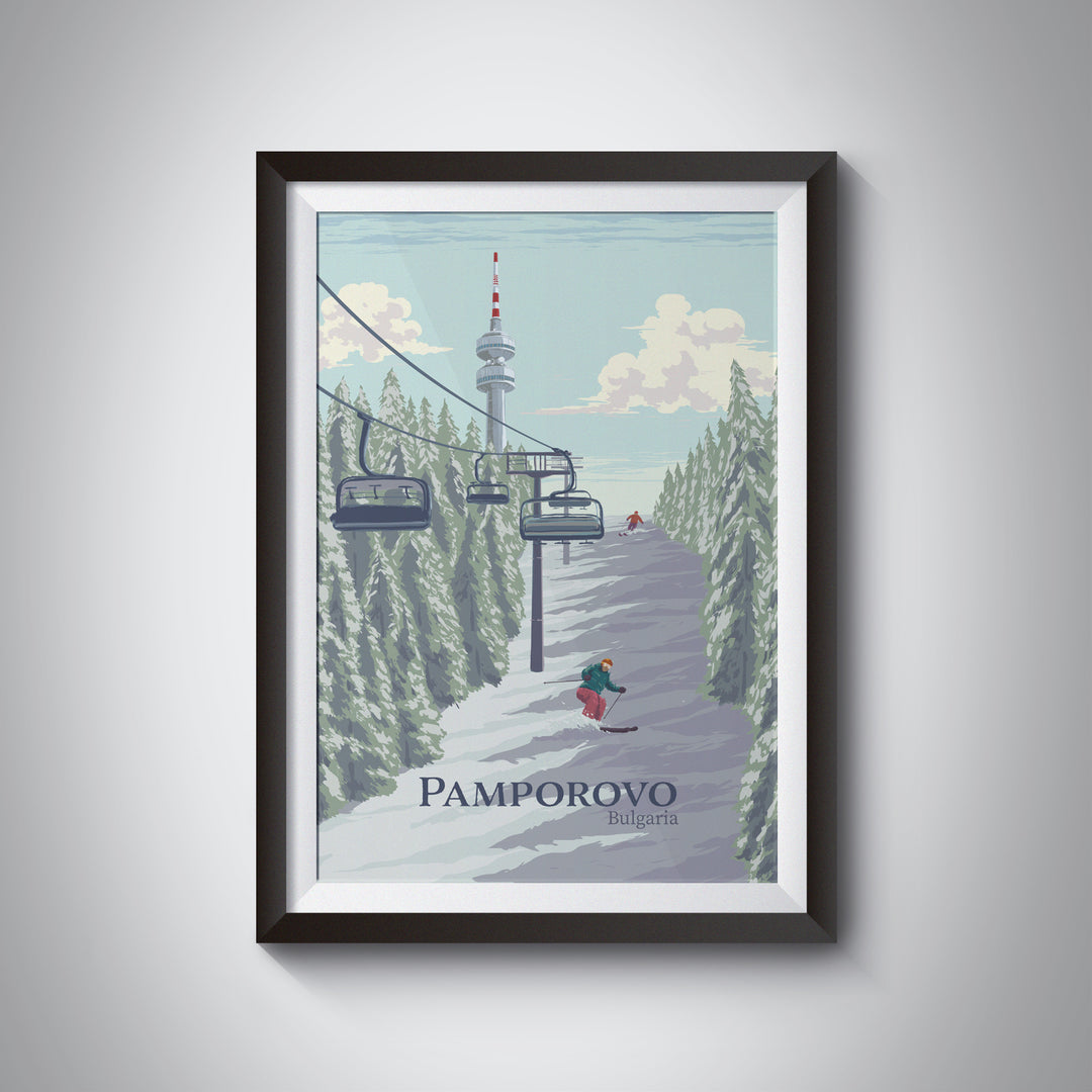 Pamporovo Bulgaria Ski Resort Travel Poster