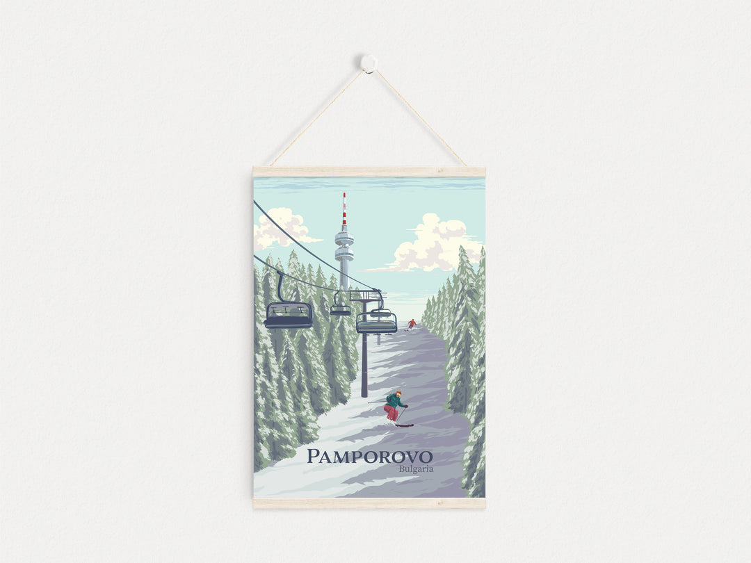 Pamporovo Bulgaria Ski Resort Travel Poster