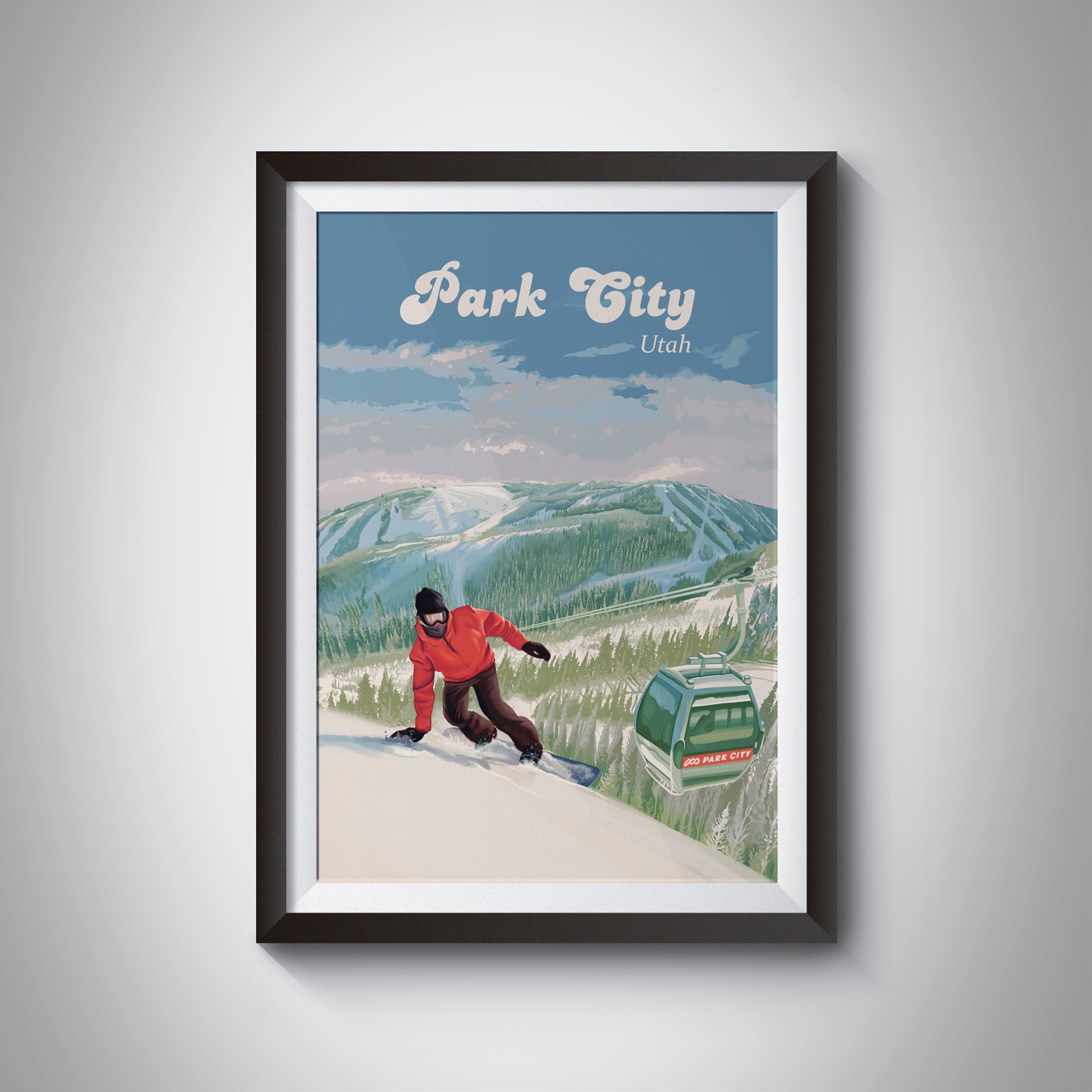 Park City Snowboarding Travel Poster