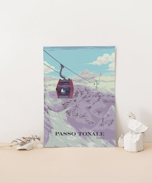 Passo Tonale Italian Ski Resort Travel Poster