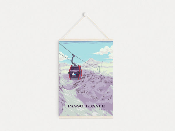 Passo Tonale Italian Ski Resort Travel Poster