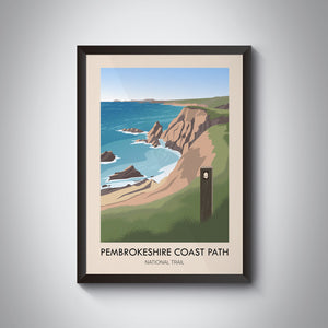 Pembrokeshire Coast Path National Trail Modern Travel Poster