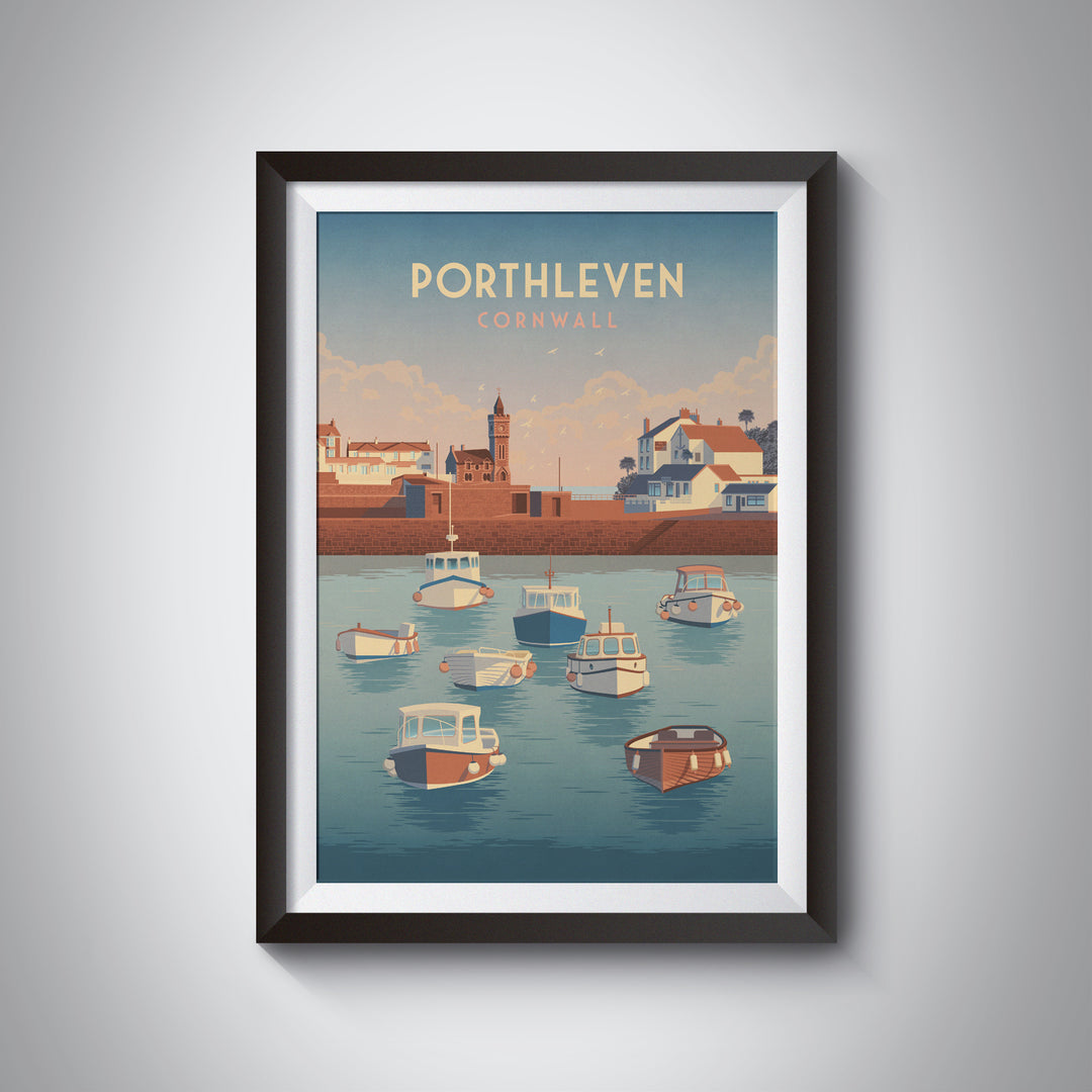 Porthleven Cornwall Travel Poster