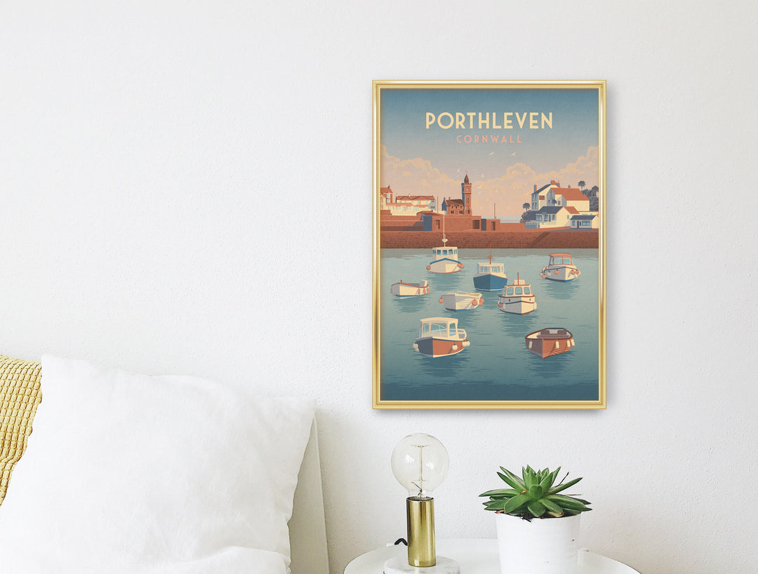 Porthleven Cornwall Travel Poster