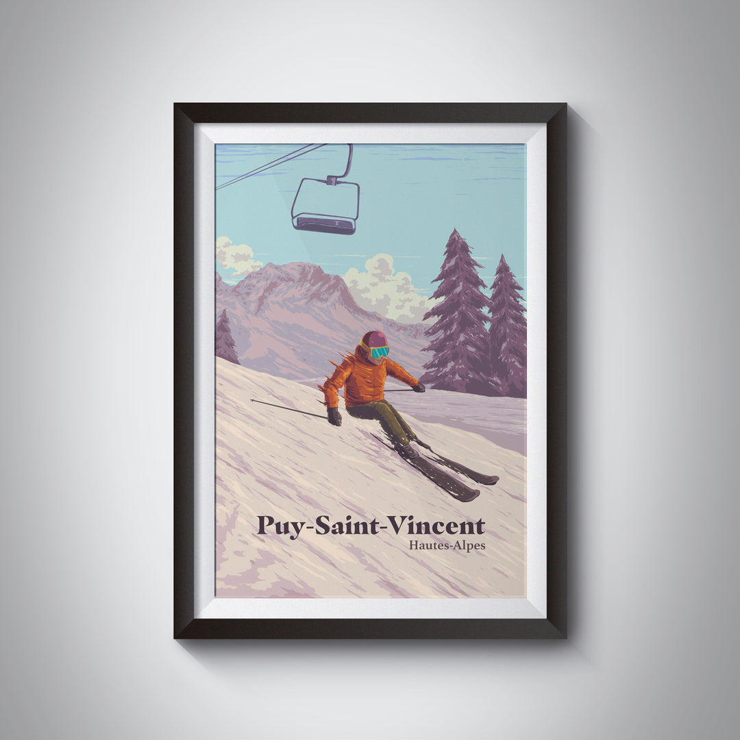 Puy Saint Vincent Ski Resort Travel Poster