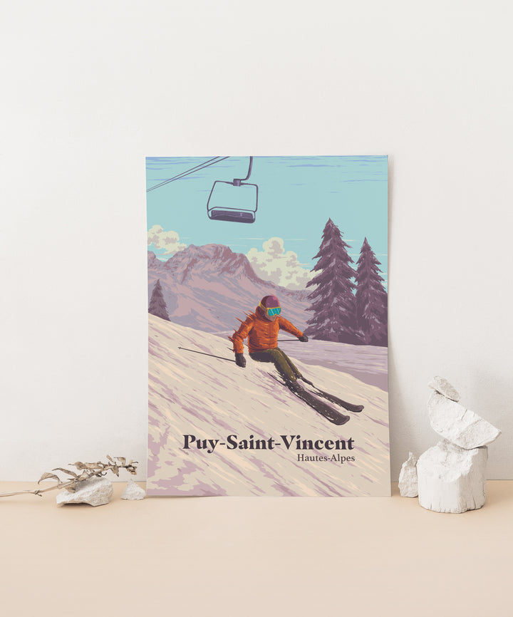 Puy Saint Vincent Ski Resort Travel Poster