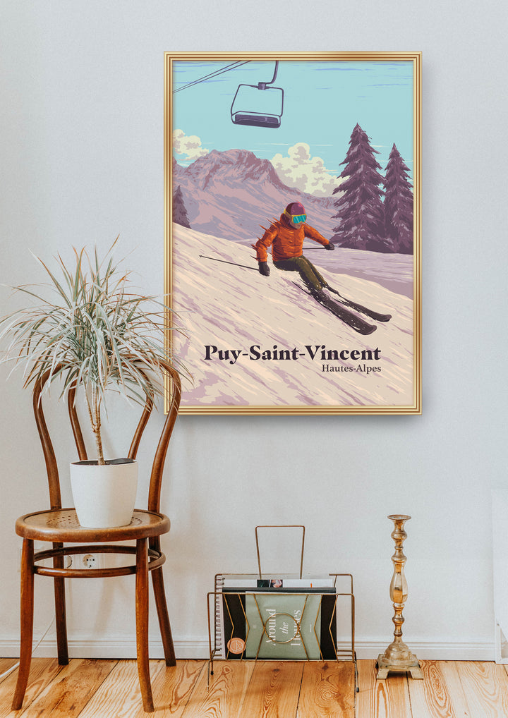 Puy Saint Vincent Ski Resort Travel Poster