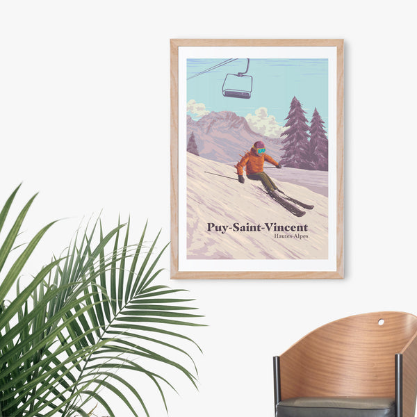 Puy Saint Vincent Ski Resort Travel Poster