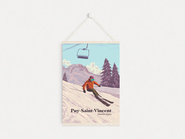 Puy Saint Vincent Ski Resort Travel Poster