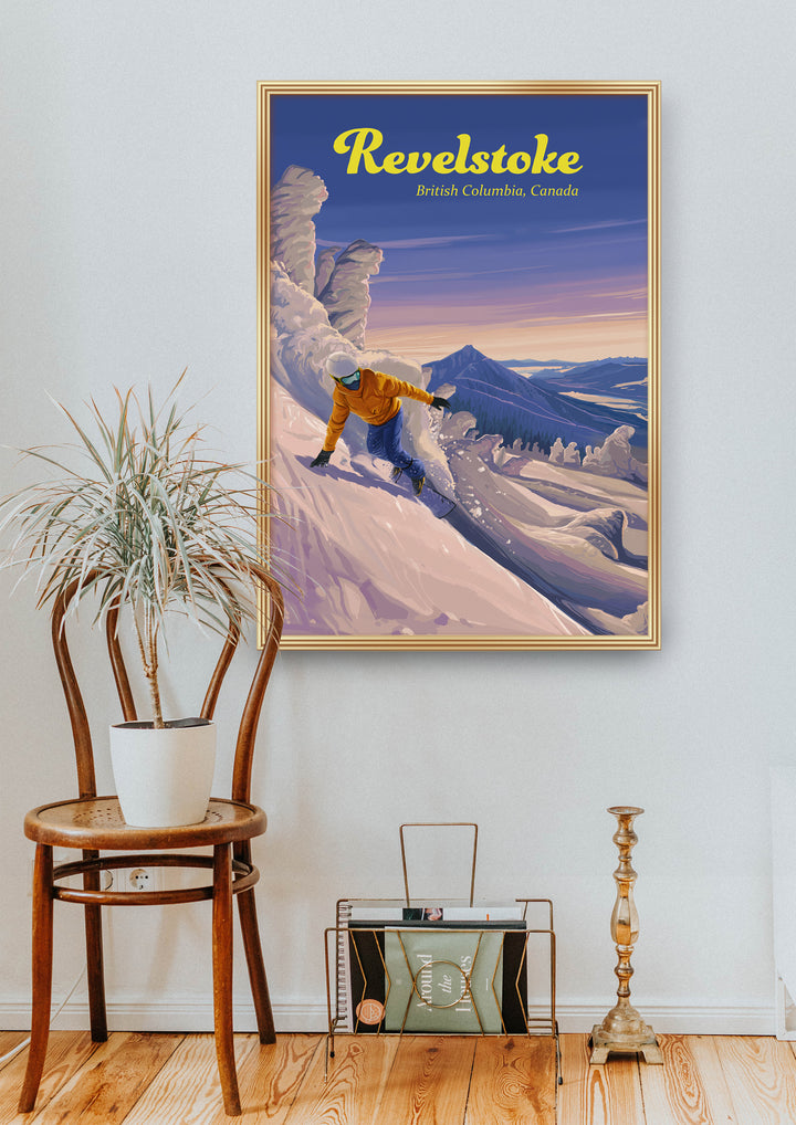 Revelstoke Snowboarding Travel Poster