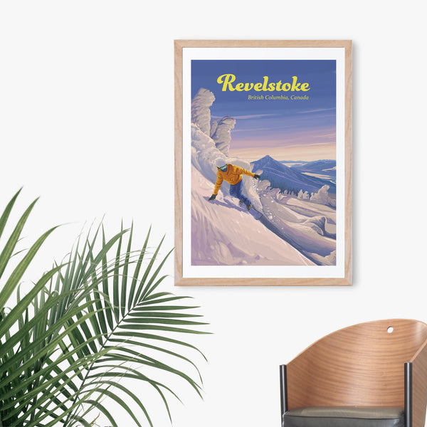 Revelstoke Snowboarding Travel Poster