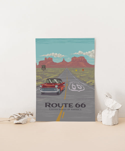 Route 66 USA Travel Poster