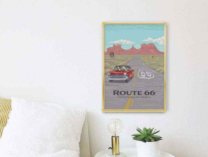 Route 66 USA Travel Poster