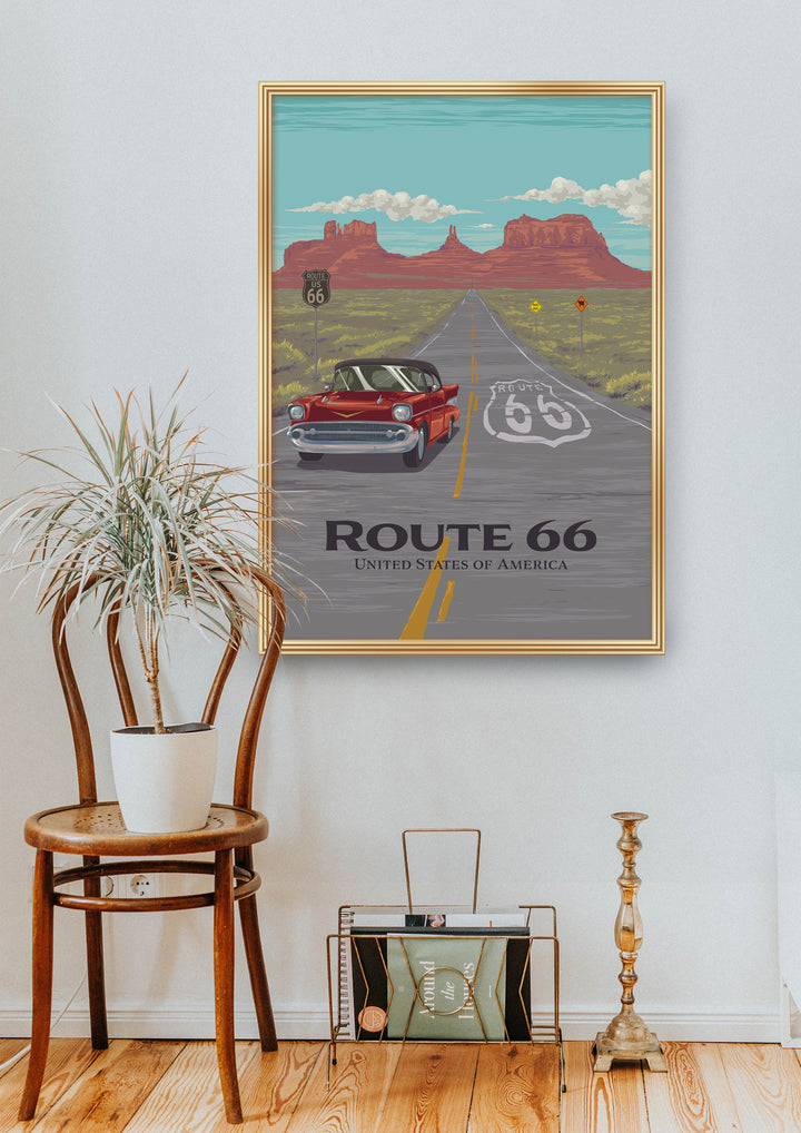 Route 66 USA Travel Poster