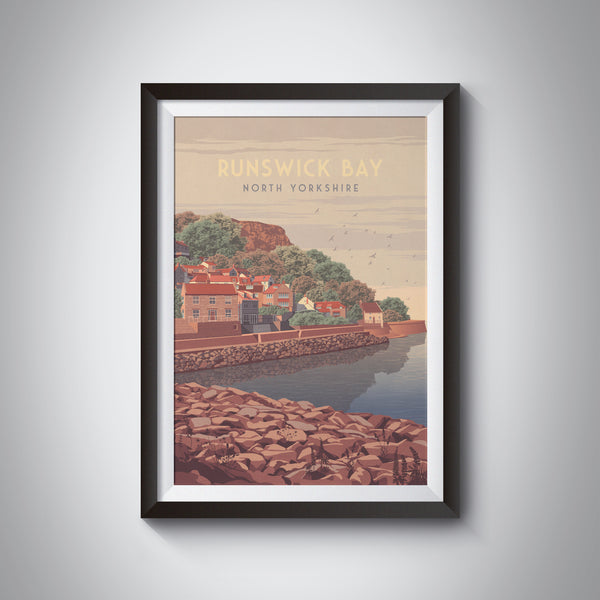 Runswick Bay Yorkshire Seaside Travel Poster