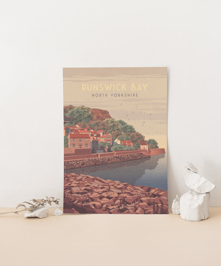 Runswick Bay Yorkshire Seaside Travel Poster