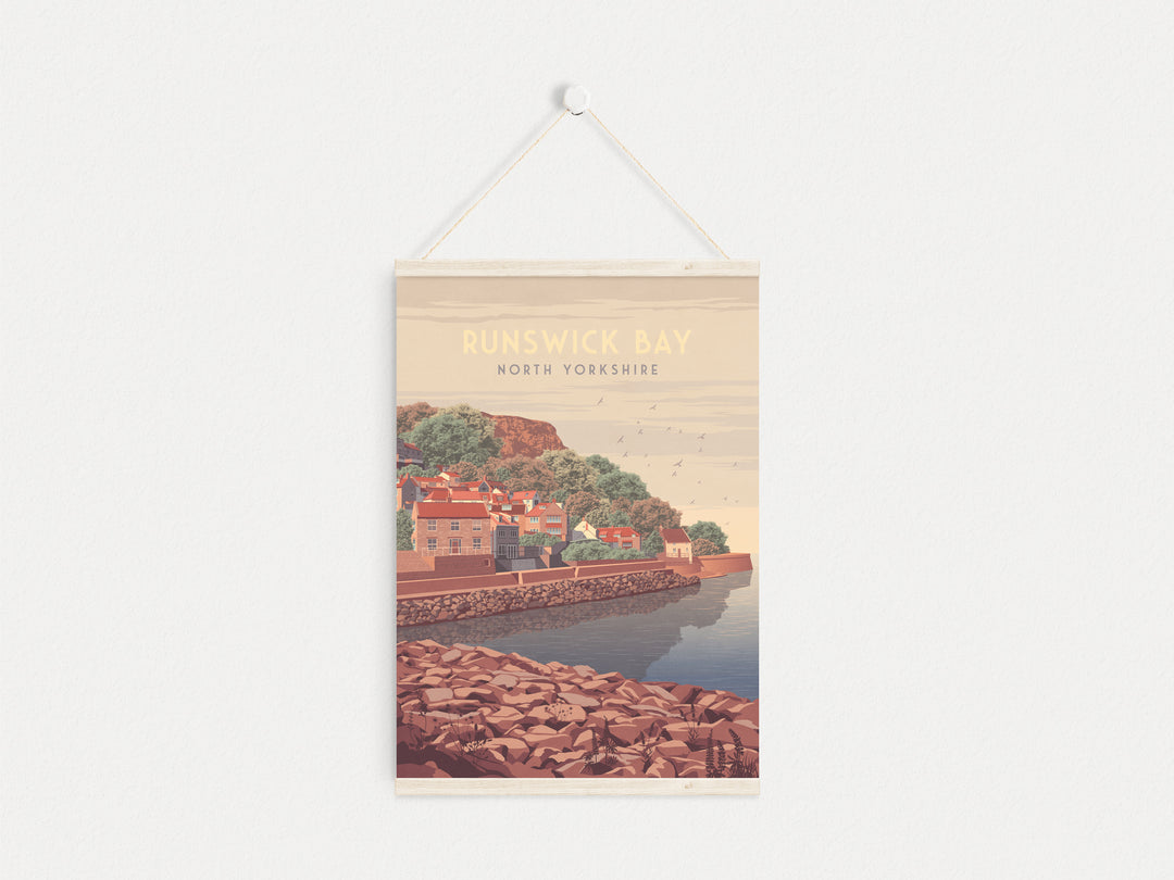 Runswick Bay Yorkshire Seaside Travel Poster