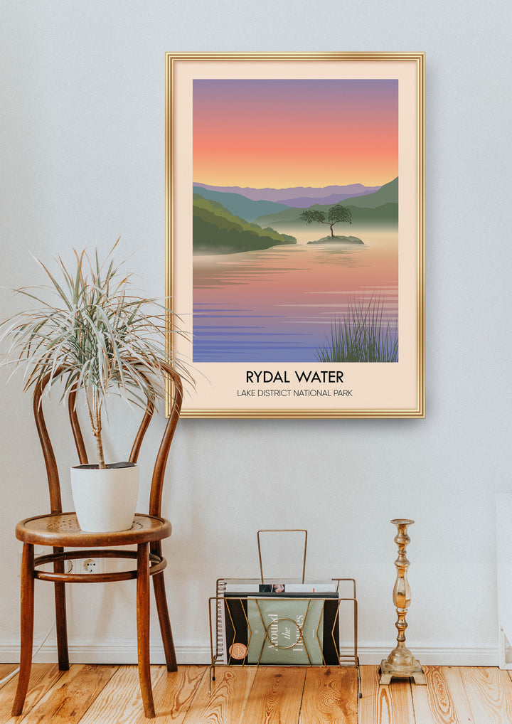 Rydal Water Lake District Travel Poster