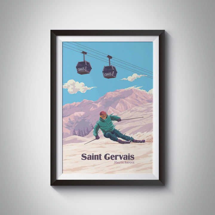 Saint Gervais Ski Resort Travel Poster