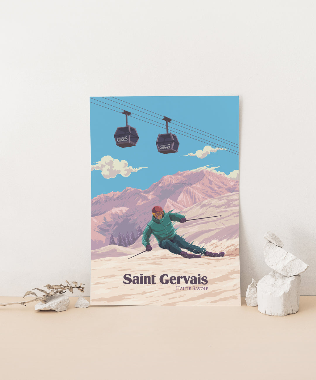 Saint Gervais Ski Resort Travel Poster