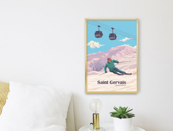 Saint Gervais Ski Resort Travel Poster