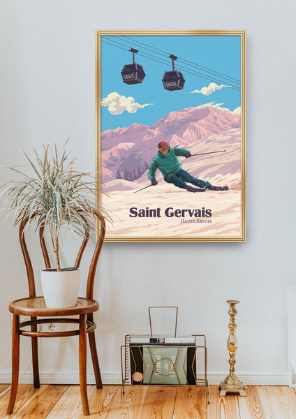 Saint Gervais Ski Resort Travel Poster