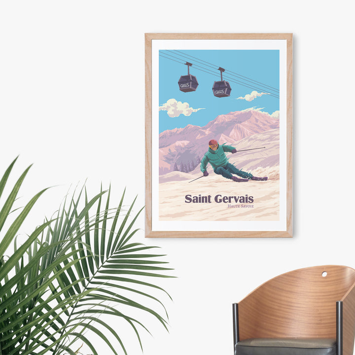 Saint Gervais Ski Resort Travel Poster